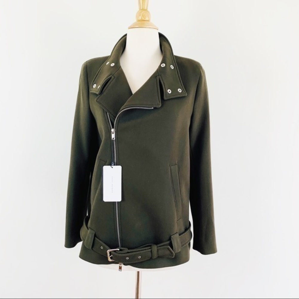 Zara moss green with belt jacket